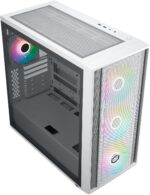 Cooler Master MasterBox 600 White ATX Mid Tower PC Case With Back-Connected Motherboard Support, 420mm Radiator Compatibility, Tempered Glass, And ARGB Fans