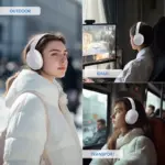 ATTACK SHARK G300 ANC Foldable Headphones With Bluetooth 5.3, Dual-Mode Wired And Wireless Connection, 40mm Drivers, -21dB Noise Cancelling, 210g Lightweight Design | WHITE