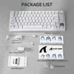ATTACK SHARK X820 Ultra 75% Tri-Mode Gasket Mechanical Keyboard With Smart TFT Display, Metal Knob, Hot-Swappable Linear "GIFT" Switches, 4000mAh Battery, And RGB Backlight | White Contour