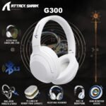 ATTACK SHARK G300 ANC Foldable Headphones With Bluetooth 5.3, Dual-Mode Wired And Wireless Connection, 40mm Drivers, -21dB Noise Cancelling, 210g Lightweight Design | WHITE