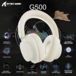 ATTACK SHARK G500 Ultra-Light Dual-Mode Gaming Headset With Bluetooth 5.3, 3.5mm Wired Connection, 210g Design, Hybrid Noise Cancelling, 40mm Drivers, Omnidirectional Mic | WHITE