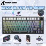 ATTACK SHARK X820 Ultra 75% Tri-Mode Gasket Mechanical Keyboard With Smart TFT Display, Metal Knob, Hot-Swappable Linear "GIFT" Switches, 4000mAh Battery, And RGB Backlight | Moonlit Night
