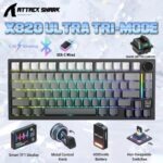 ATTACK SHARK X820 Ultra 75% Tri-Mode Gasket Mechanical Keyboard With Smart TFT Display, Metal Knob, Hot-Swappable Linear "SHARK" Switches, 4000mAh Battery, And RGB Backlight | Moonlit Night