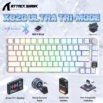 ATTACK SHARK X820 Ultra 75% Tri-Mode Gasket Mechanical Keyboard With Smart TFT Display, Metal Knob, Hot-Swappable Linear "GIFT" Switches, 4000mAh Battery, And RGB Backlight | White Contour