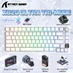 ATTACK SHARK X820 Ultra 75% Tri-Mode Gasket Mechanical Keyboard With Smart TFT Display, Metal Knob, Hot-Swappable Linear "SHARK" Switches, 4000mAh Battery, And RGB Backlight | White Contour