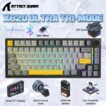 ATTACK SHARK X820 Ultra 75% Tri-Mode Gasket Mechanical Keyboard With Smart TFT Display, Metal Knob, Hot-Swappable Linear "GIFT" Switches, 4000mAh Battery, And RGB Backlight | Star Black