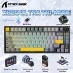 ATTACK SHARK X820 Ultra 75% Tri-Mode Gasket Mechanical Keyboard With Smart TFT Display, Metal Knob, Hot-Swappable Linear "SHARK" Switches, 4000mAh Battery, And RGB Backlight | Star Black