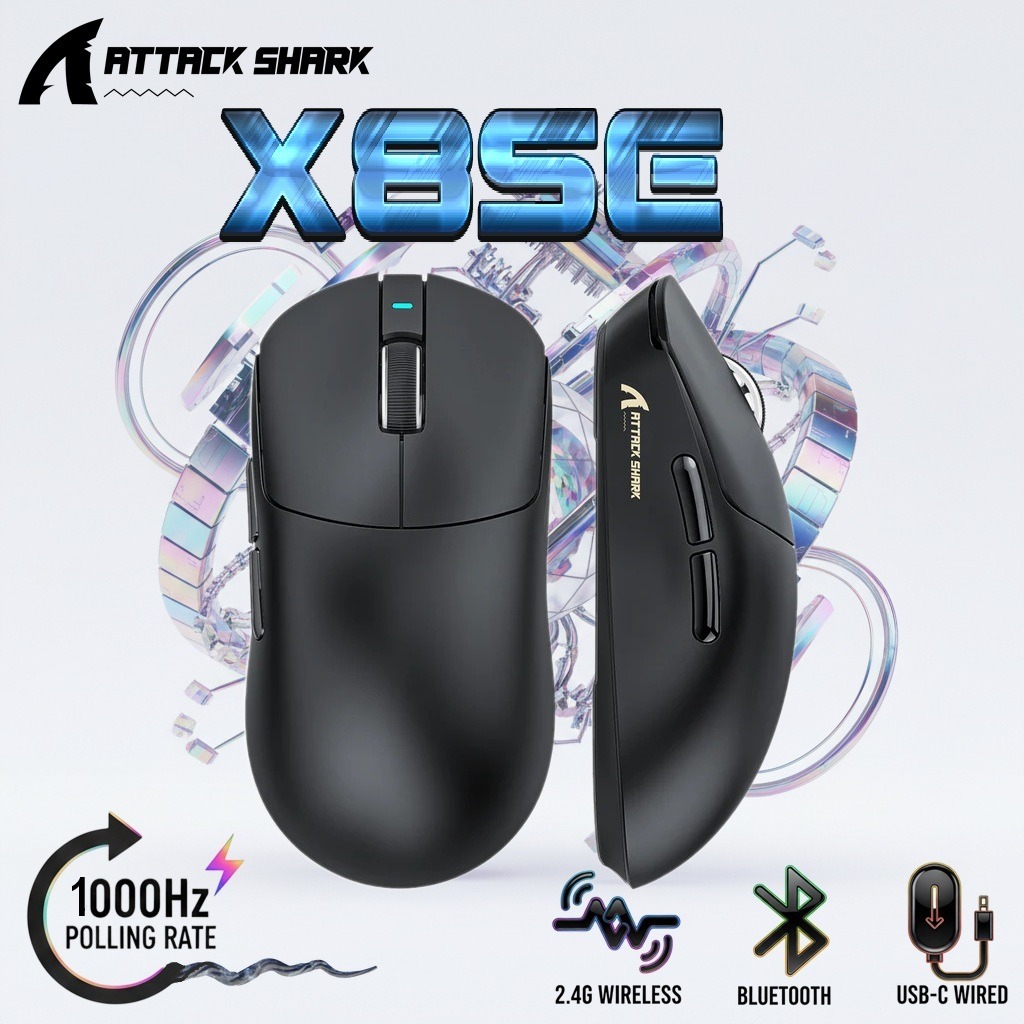 ATTACK SHARK X8SE Wireless Gaming Mouse With PAW3311 Sensor, 25,000 DPI, 1000Hz Polling Rate, Tri-Mode Connectivity, And 500mAh Battery | BLACK