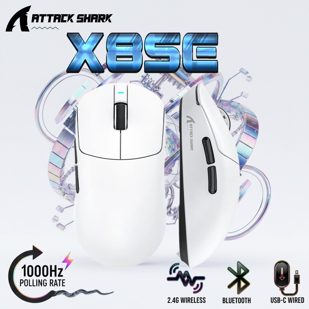 ATTACK SHARK X8SE Wireless Gaming Mouse With PAW3311 Sensor, 25,000 DPI, 1000Hz Polling Rate, Tri-Mode Connectivity, And 500mAh Battery | WHITE