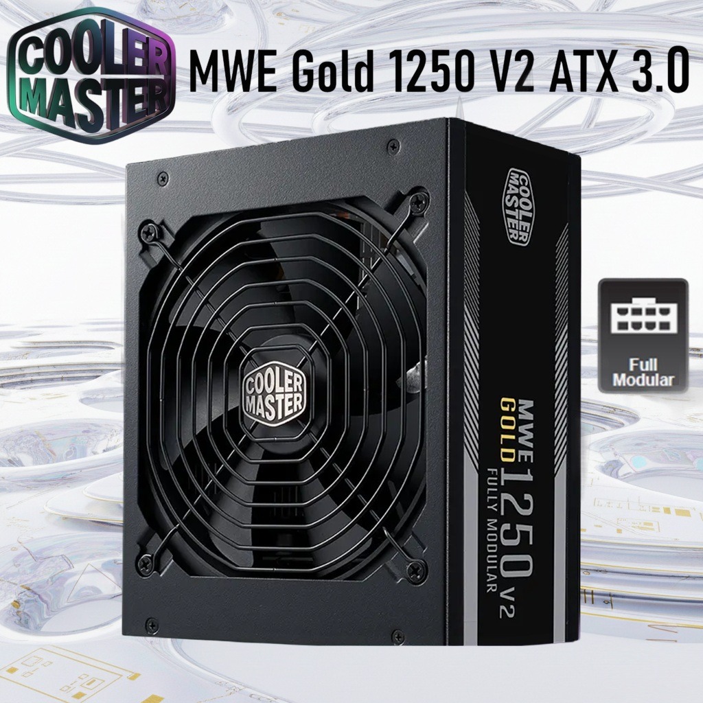 Cooler Master MWE Gold 1250 V2 ATX 3.0 Fully Modular Power Supply With 80 PLUS Gold Efficiency, 12VHPWR Connector, 140mm Fan, Active PFC, 1250W Output | BLACK 