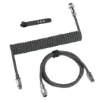 ATTACK SHARK C01PRO Coiled Cable Type-A to Type-C Grey – Double-Sleeved Aviator Keyboard Cable