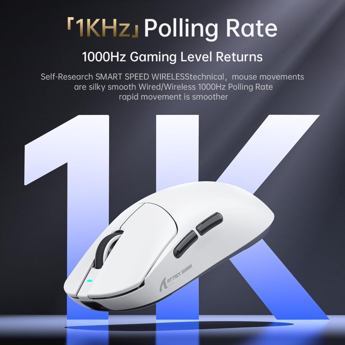 ATTACK SHARK X8 PLUS Wireless Gaming Mouse With PAW3395PRO Sensor, 40,000 DPI, 1K Polling Rate, Tri-Mode Connectivity, 55g SUPERLIGHT, Nano Ice-Feel Coating, And 800mAh Battery | WHITE
