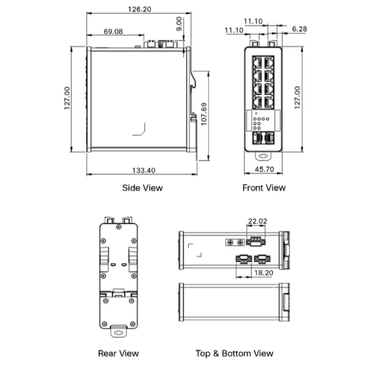 Cisco  Industrial Ethernet Switch With 8 PoE Ports, 2 GE SFP Uplinks, 180W PoE Budget, DIN Rail Mount, Web GUI Management | IE-1000-8P2S-LM
