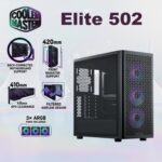 Cooler Master Elite 502 ATX Mid Tower PC Case With Back-Connected Motherboard Support, Mesh Front Panel, 3× ARGB Fans, USB Type-C, 420mm Radiator Support | BLACK 