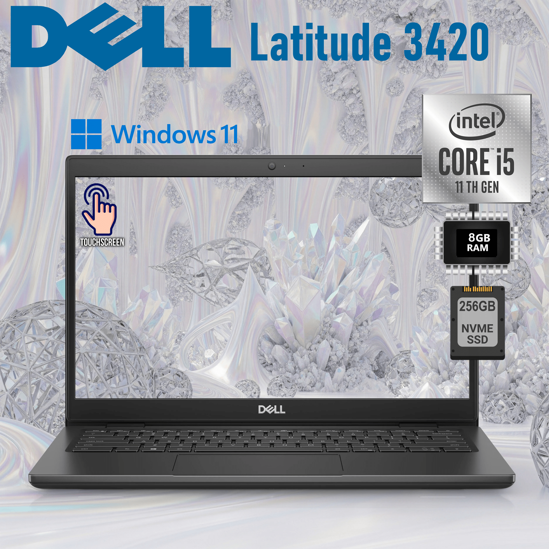 Latitude 3420 Intel® Core i5-1145G7 | 8GB DDR4 RAM , 256GB SSD NVMe | 14-inch FHD TouchScreen | Intel® Iris® Xe Graphics | Backlit keyboard | Windows 11  | BLACK ~ USED Like New | 1MONTH WARRANTY