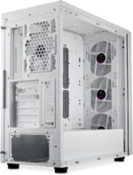 Cooler Master MasterBox 600 White ATX Mid Tower PC Case With Back-Connected Motherboard Support, 420mm Radiator Compatibility, Tempered Glass, And ARGB Fans