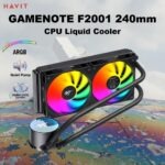 Havit Gamenote F2001 240mm ARGB CPU Liquid Cooler, Dual 120mm Fans , 1800RPM, LGA1700 & AM5, Aura Sync, Quiet Pump | Black