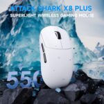 ATTACK SHARK X8 PLUS Wireless Gaming Mouse With PAW3395PRO Sensor, 40,000 DPI, 1K Polling Rate, Tri-Mode Connectivity, 55g SUPERLIGHT, Nano Ice-Feel Coating, And 800mAh Battery | WHITE