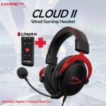 HyperX Cloud II Wired Gaming Headset 53mm Drivers USB 7.1 Surround Sound Passive Noise Cancellation Detachable Mic Aluminum Frame Over-Ear