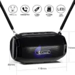 KISONLI LED-904 Wireless Bluetooth Mini Portable Speaker 5W Output, 1200mAh Battery, LED Lighting, FM Radio, USB/TF/AUX, TWS 1+1, Black - Image 3