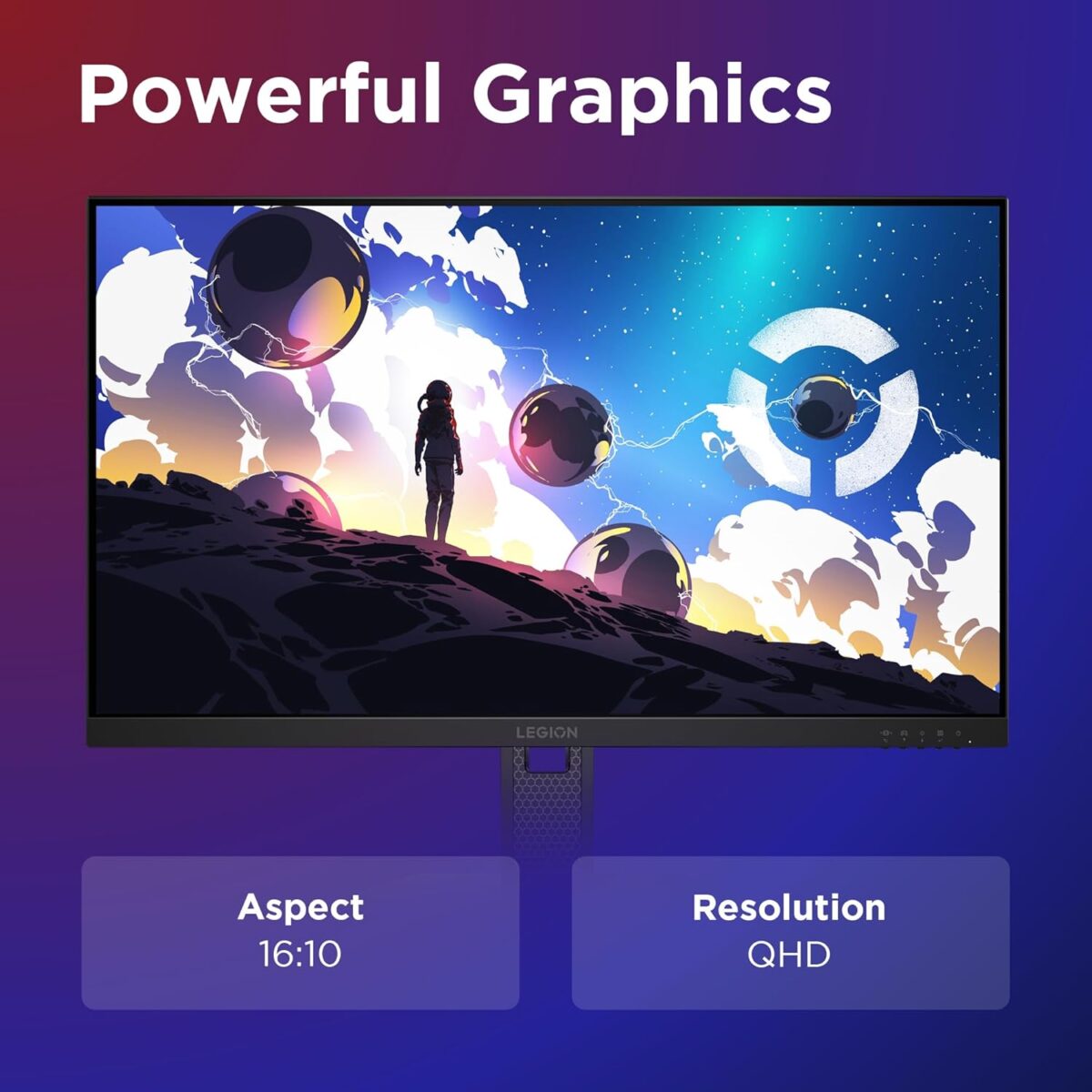 Lenovo Legion 27Q-10 27-inch IPS QHD 240Hz Gaming Monitor , 0.5ms MPRT, FreeSync Premium, G-SYNC Compatible, 99% sRGB , HDR10 Compliance , Tilt - Swivel - Height Adjustable | 68C6GAC4EU