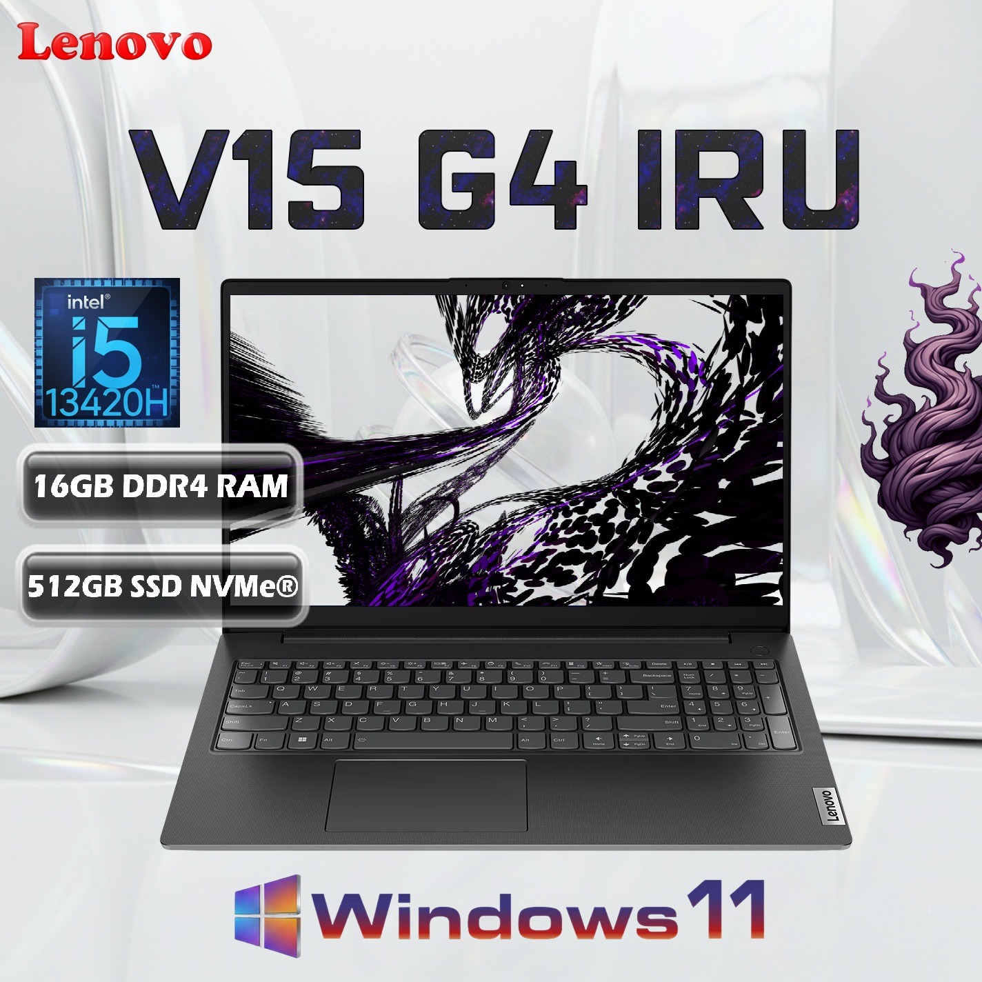 Lenovo V15 G4 IRU Intel® Core i5-13420H | 16GB DDR4 RAM ; 512GB NVMe SSD | 15.6″ FHD TN Display | Intel® UHD Graphics |Windows 11 | Business Black