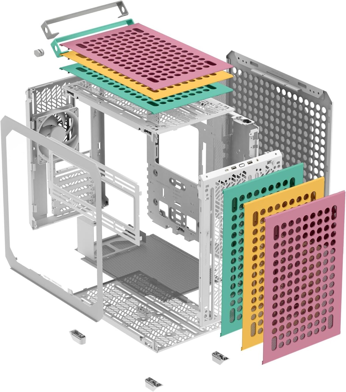 Cooler Master QUBE 500 Flatpack Macaron Edition Mid Tower PC Case With Fully Modular Design, Vertical GPU Mount, E-ATX Support, Dual 280mm Radiators, USB Type-C