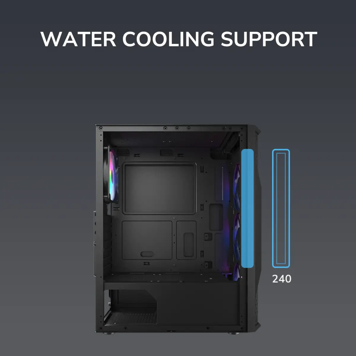 COUGAR MX110 RGB Mid Tower PC Case With 4 Pre-Installed Fixed RGB Fans, ATX / M-ATX / Mini-ITX Support, 240mm Radiator Compatibility, And 305mm GPU Clearance | BLACK 