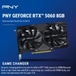 PNY GeForce RTX 5060 OC 8GB GDDR7  Dual Fan Graphics Card - NVIDIA Blackwell Architecture, DLSS 4, PCIe 5.0, 3840 CUDA® Cores , 2535MHz Boost Clock , And Compact Dual-Slot Design | STEALTH BLACK ~ VCG50608DFXPB1-O