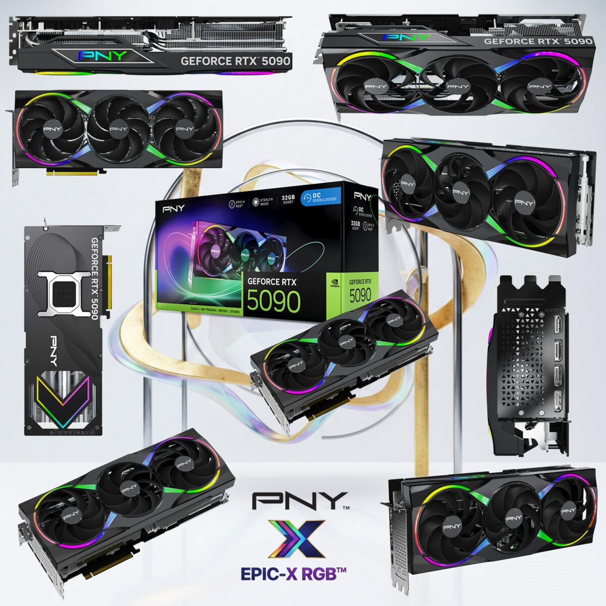 PNY GeForce RTX™ 5090 32GB ARGB Overclocked Triple Fan Graphics Card With NVIDIA Blackwell Architecture, GDDR7 Memory, DLSS 4, And PCIe 5.0
