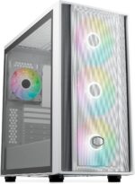 Cooler Master MasterBox 600 White ATX Mid Tower PC Case With Back-Connected Motherboard Support, 420mm Radiator Compatibility, Tempered Glass, And ARGB Fans