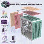 Cooler Master QUBE 500 Flatpack Macaron Edition Mid Tower PC Case With Fully Modular Design, Vertical GPU Mount, E-ATX Support, Dual 280mm Radiators, USB Type-C