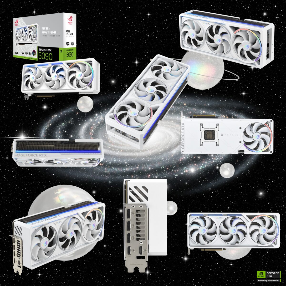 ASUS ROG Astral GeForce RTX 5090 32GB GDDR7 White OC Edition With Quad-Fan Cooling, PCIe 5.0 Interface, 2610 MHz OC Mode, 21760 CUDA Cores, 32GB GDDR7 Memory, And Advanced ROG Thermal Engineering