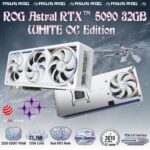 ASUS ROG Astral GeForce RTX 5090 32GB GDDR7 White OC Edition With Quad-Fan Cooling, PCIe 5.0 Interface, 2610 MHz OC Mode, 21760 CUDA Cores, 32GB GDDR7 Memory, And Advanced ROG Thermal Engineering