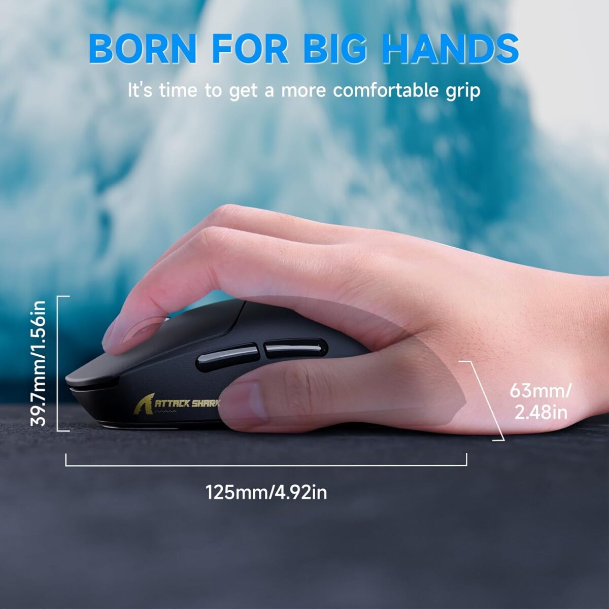 ATTACK SHARK X8 PLUS Wireless Gaming Mouse With PAW3395PRO Sensor, 40,000 DPI, 1K Polling Rate, Tri-Mode Connectivity, 55g SUPERLIGHT, Nano Ice-Feel Coating, And 800mAh Battery | BLACK