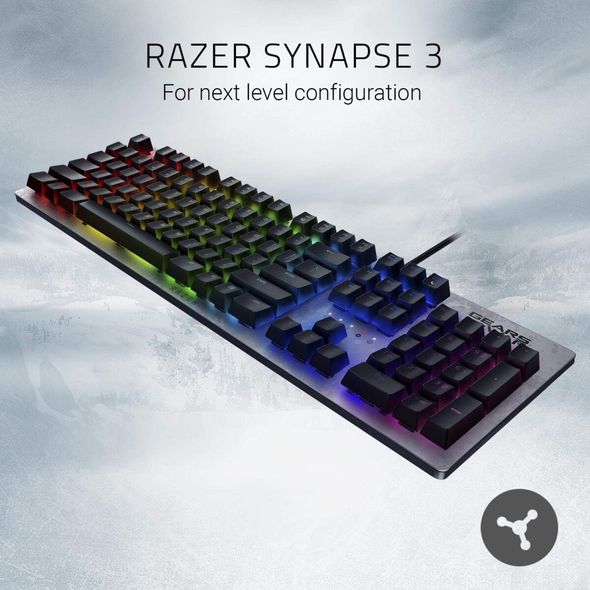 Razer Huntsman Gears 5 Edition Full-Size Wired Gaming Keyboard With RGB Lighting Optical Razer Purple Clicky Switches 10-Key Rollover Aluminum Top Plate