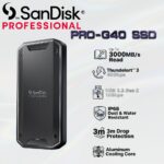 SanDisk Professional PRO-G40 2TB External SSD With Thunderbolt 3 (40Gbps), USB-C (10Gbps), Up To 3000MB/s Read Ultra-Rugged IP68 dust/Water Resistance | BLACK ~ SDPS31H-002T-GBCND