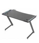 Gaming Computer Desk (120x60x73) MDF Top , Z Shaped Metal Legs , RGB Lit , Headset & Cup Holders | Black