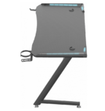 Gaming Computer Desk (120x60x73) MDF Top , Z Shaped Metal Legs , RGB Lit , Headset & Cup Holders | Black