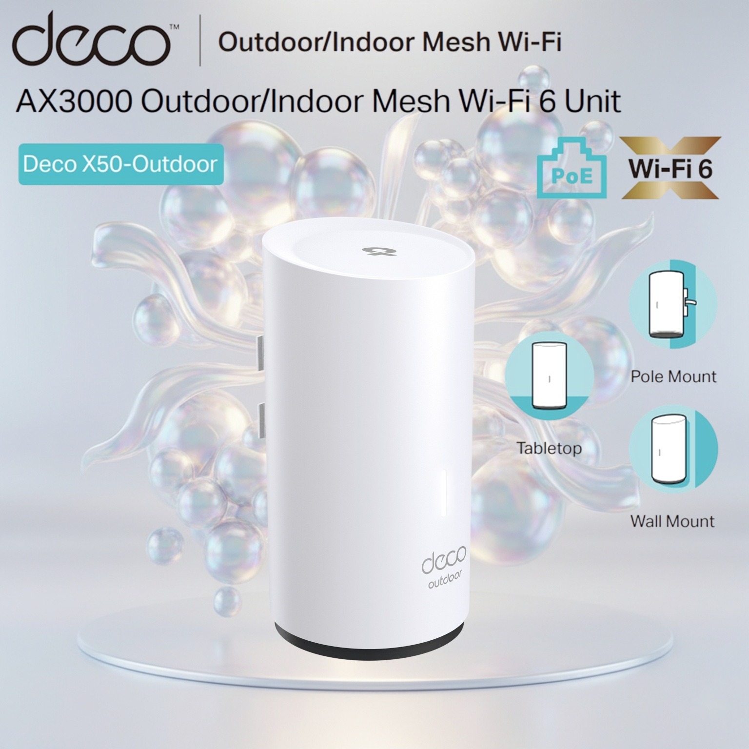 TP-Link Deco X50-Outdoor AX3000 Dual-Band Wi-Fi 6 Outdoor And Indoor Mesh Unit With IP65 Protection, PoE Support, Gigabit Ports, HomeShield Security | 1 PACK