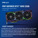 PNY GeForce RTX™ 5090 32GB ARGB Overclocked Triple Fan Graphics Card With NVIDIA Blackwell Architecture, GDDR7 Memory, DLSS 4, And PCIe 5.0