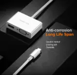 UGREEN USB-C To HDMI + VGA Converter With HDMI 1.4 Support, Dual Display Output, Scratch-Resistant ABS Housing, 15cm Cable, Plug And Play Design | MM123-30843