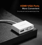 UGREEN USB-C To HDMI + VGA Converter With HDMI 1.4 Support, Dual Display Output, Scratch-Resistant ABS Housing, 15cm Cable, Plug And Play Design | MM123-30843