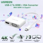 UGREEN USB-C To HDMI + VGA Converter With HDMI 1.4 Support, Dual Display Output, Scratch-Resistant ABS Housing, 15cm Cable, Plug And Play Design | MM123-30843
