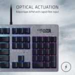 Razer Huntsman Gears 5 Edition Full-Size Wired Gaming Keyboard With RGB Lighting Optical Razer Purple Clicky Switches 10-Key Rollover Aluminum Top Plate