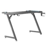 Gaming Computer Desk (120x60x73) MDF Top , Z Shaped Metal Legs , RGB Lit , Headset & Cup Holders | Black