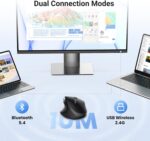 UGREEN M571 Wireless Mouse, Bluetooth & 2.4G Master Computer Mouse with Ultra-Fast Scrolling, 5-Level up to 5K DPI, Silent, Connects Up to 3 Devices, 6 Buttons, 10M Connection | BLACK ~ 45792