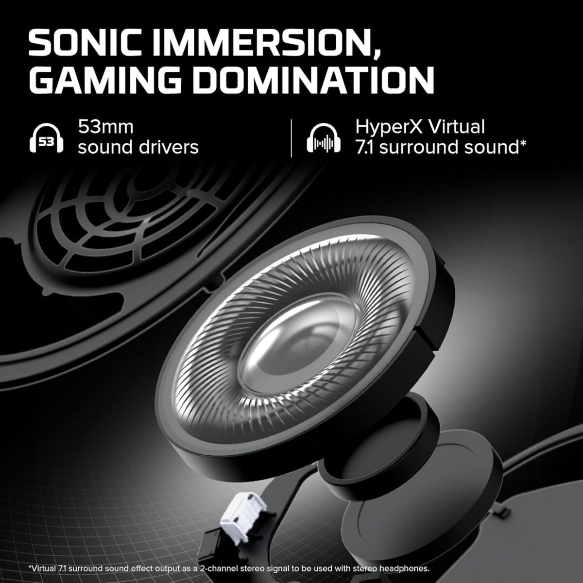 HyperX Cloud II Wired Gaming Headset 53mm Drivers USB 7.1 Surround Sound Passive Noise Cancellation Detachable Mic Aluminum Frame Over-Ear