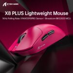 ATTACK SHARK X8 PLUS Wireless Gaming Mouse With PAW3395PRO Sensor, 40,000 DPI, 1K Polling Rate, Tri-Mode Connectivity, 55g SUPERLIGHT, Nano Ice-Feel Coating, And 800mAh Battery | Berry Red