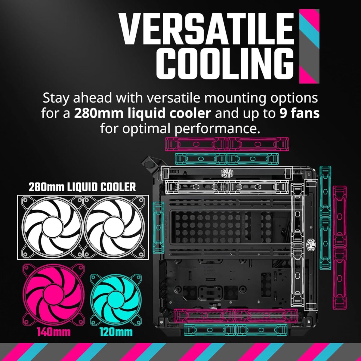 Cooler Master QUBE 500 Flatpack Mid Tower PC Case With Fully Modular Design, Vertical GPU Mount, E-ATX Support, Dual 280mm Radiator Compatibility, USB Type-C | BLACK